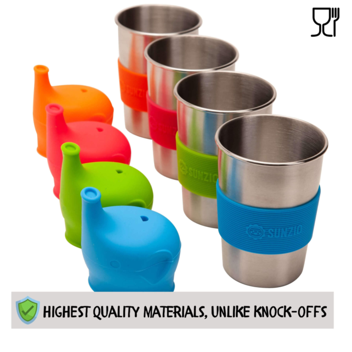 Stainless Steel Sippy Cups <br> 10oz - 4 Pack - Image 2